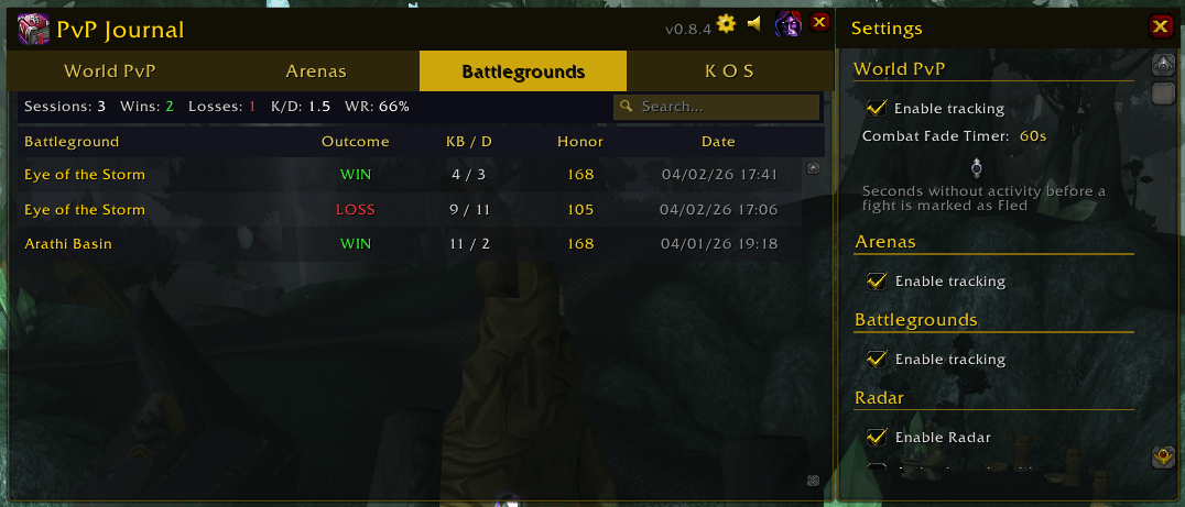 Battlegrounds Tab + Settings Window