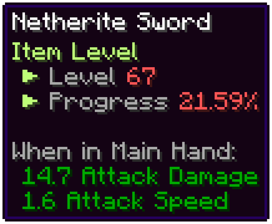 Thumbnail This is the default Tooltip all levelable Weapons will have