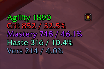 Compact stat display with rating and percentage values