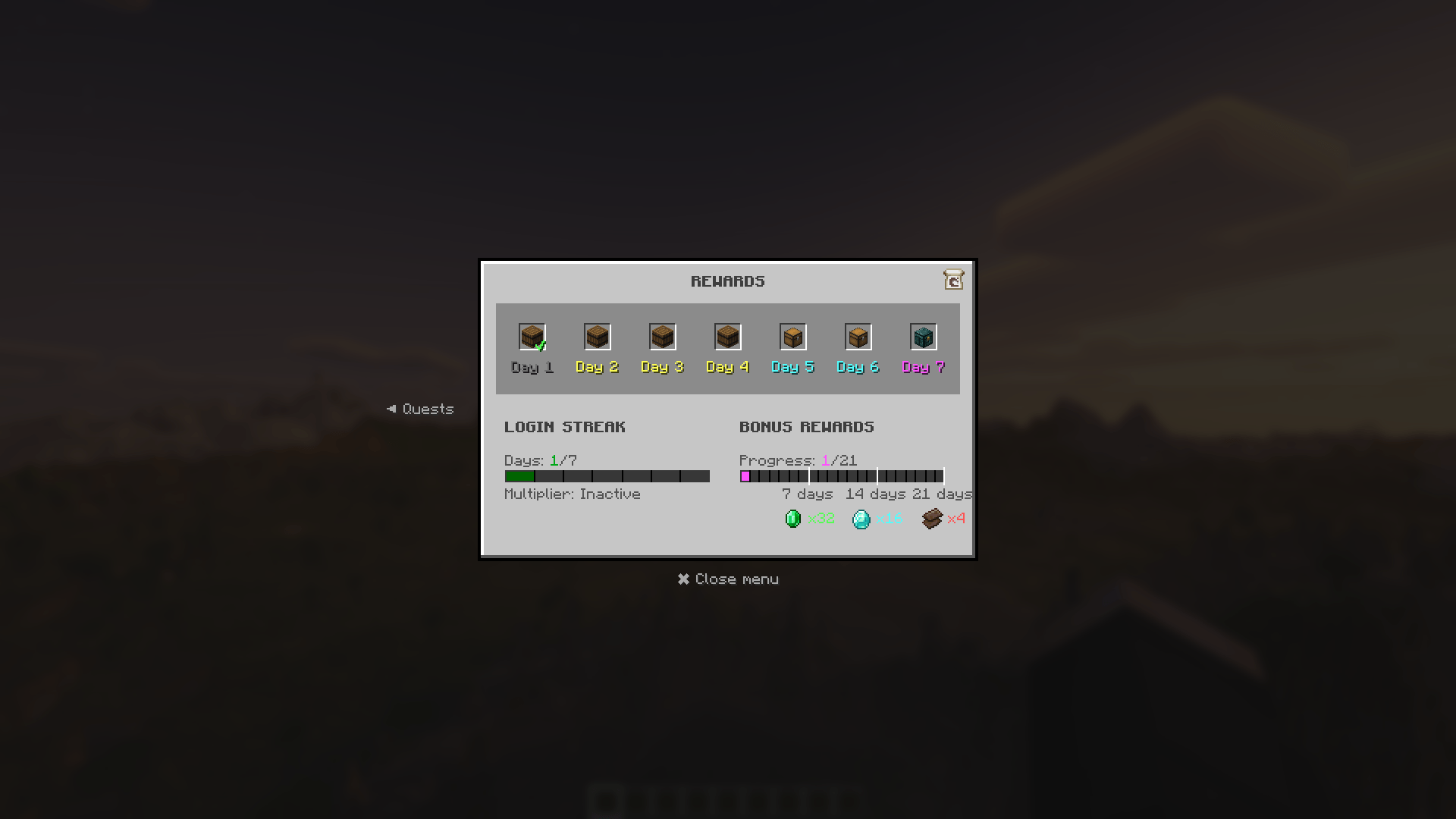 Thumbnail Keep players engaged! The rewards calendar tracks login streaks and offers escalating bonuses for consecutive daily logins.