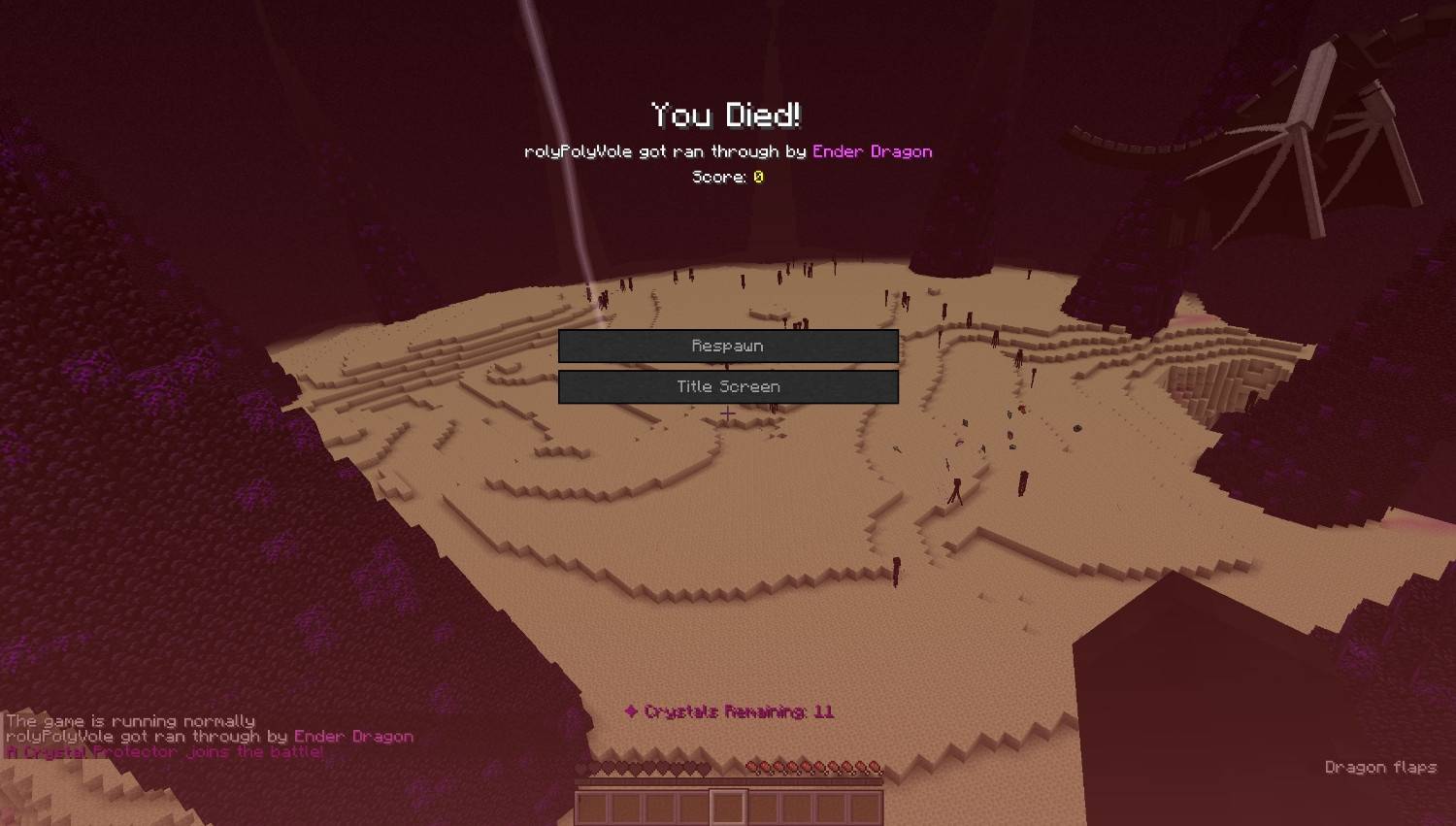 A player dying