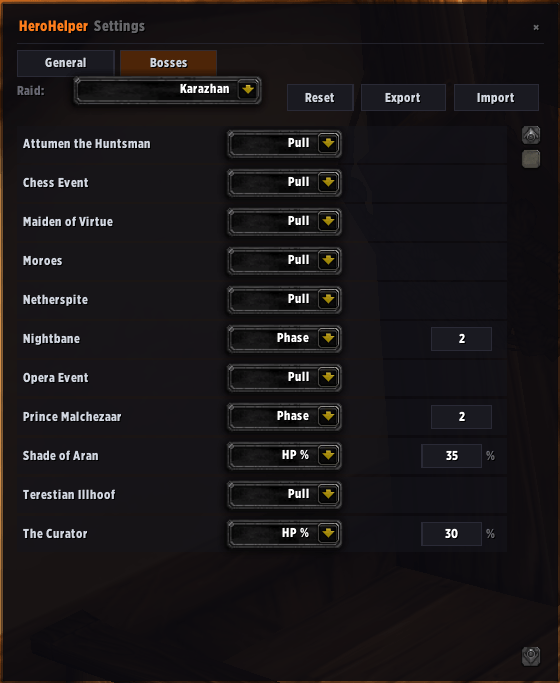 Bosses configuration