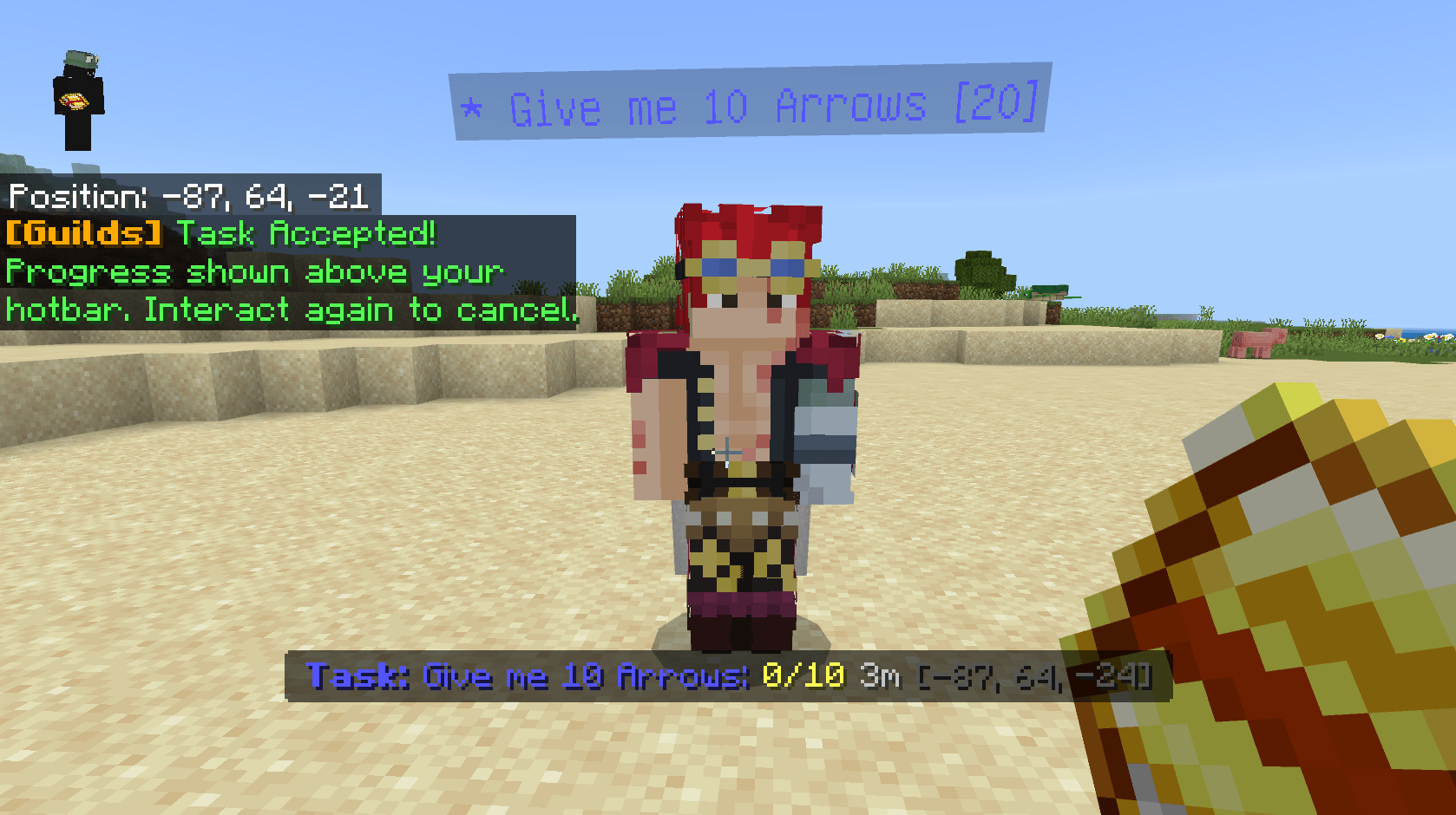 Thumbnail the task show above the hot bar when you accept it