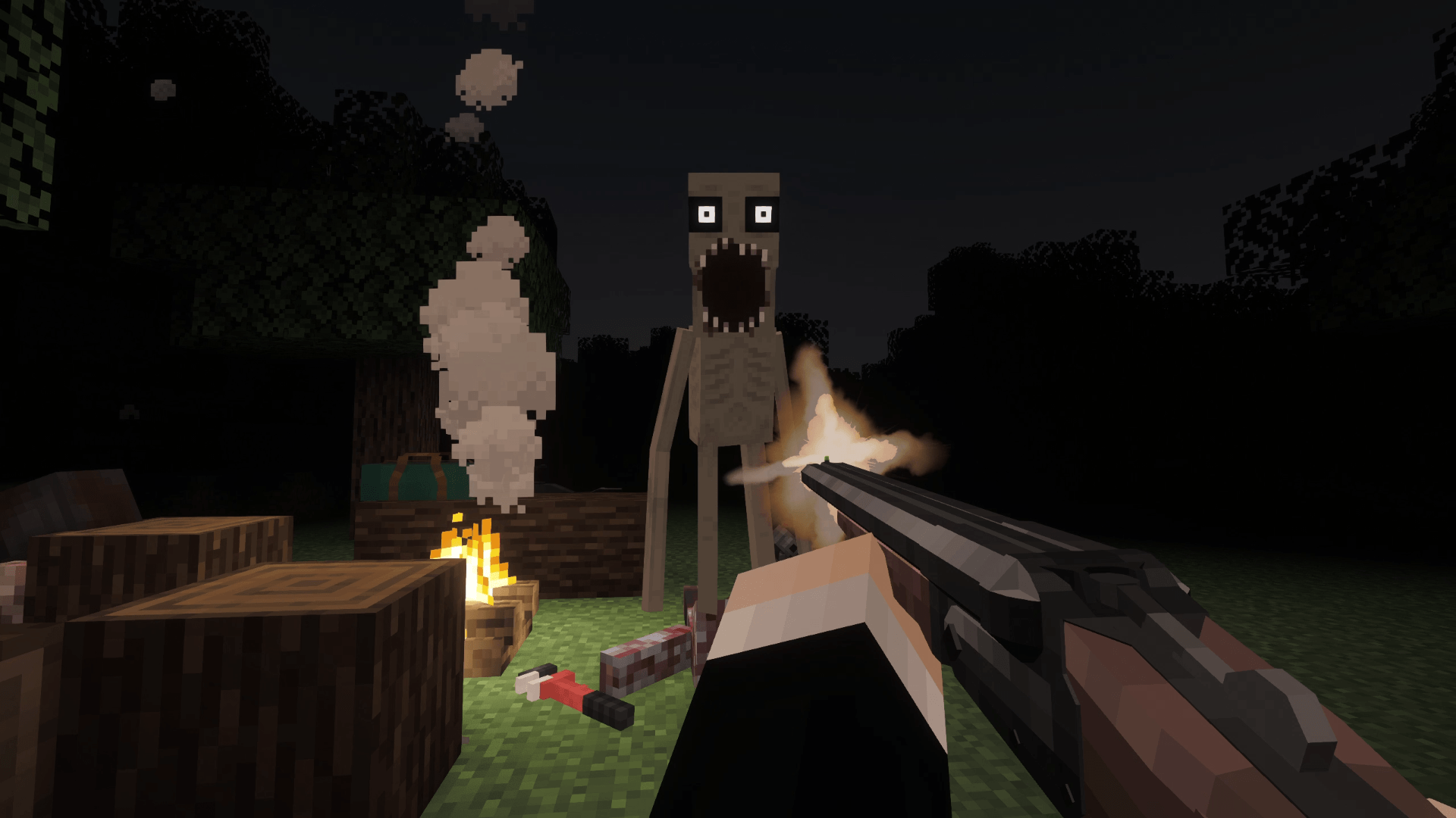 Thumbnail Stalker attacking the player at a rest stop structure.