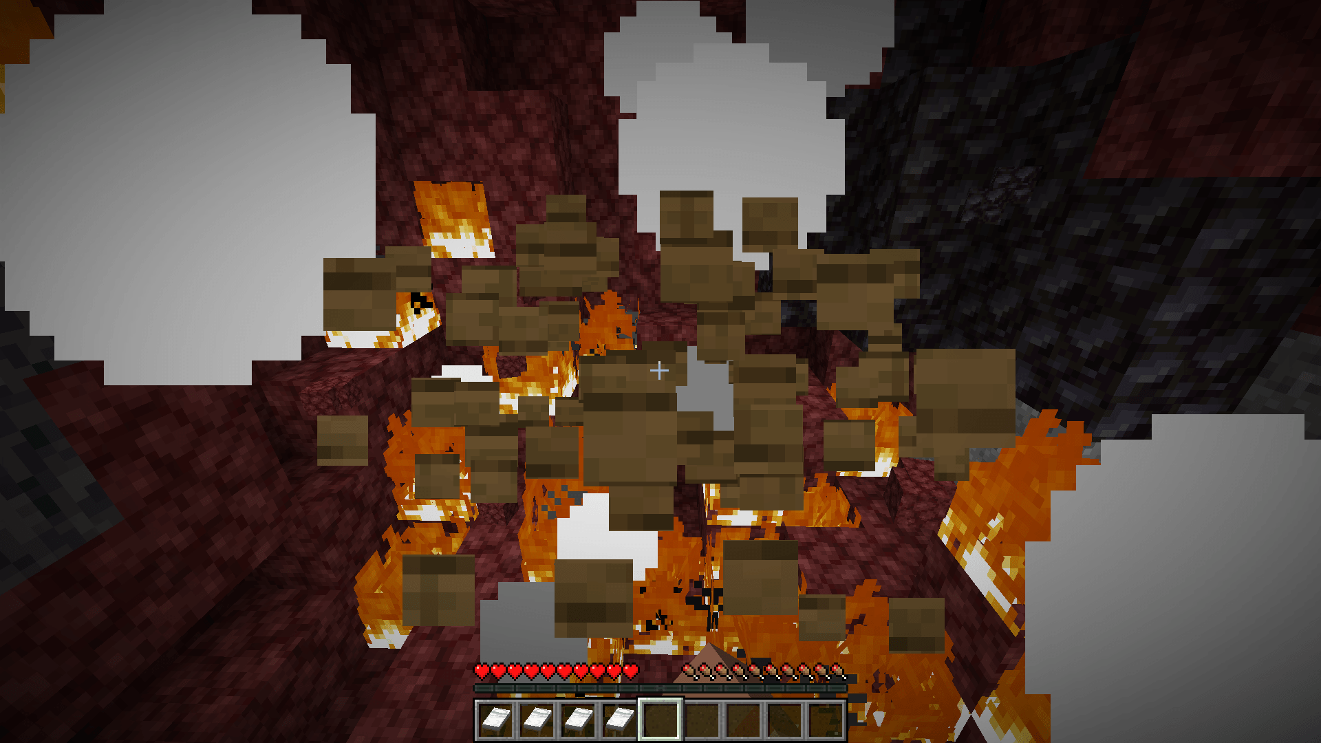 Testing a bed in the nether, no damage but blocks still break