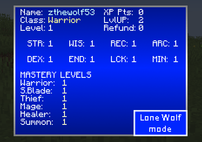 Thumbnail After selecting your class, pressing Z will open your Stat screen!