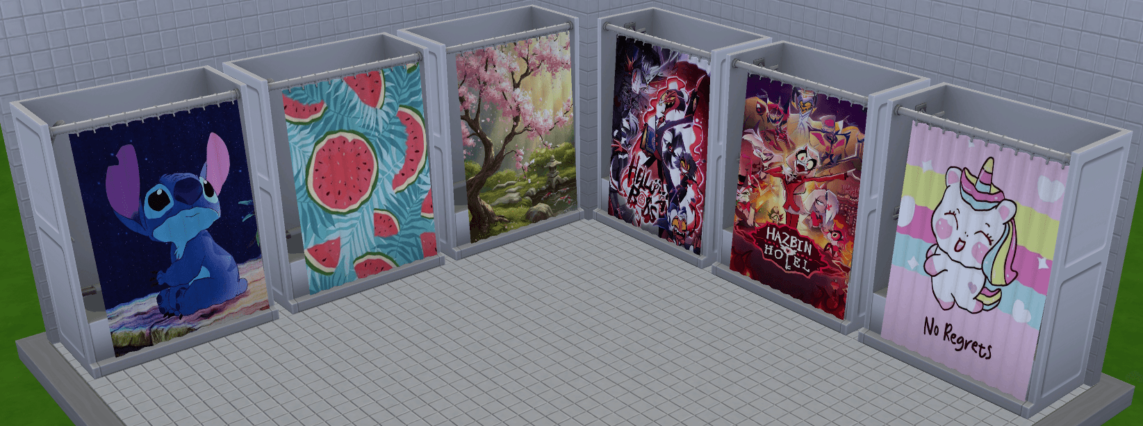 Preview only shows the curtains, not all the tub color swatches