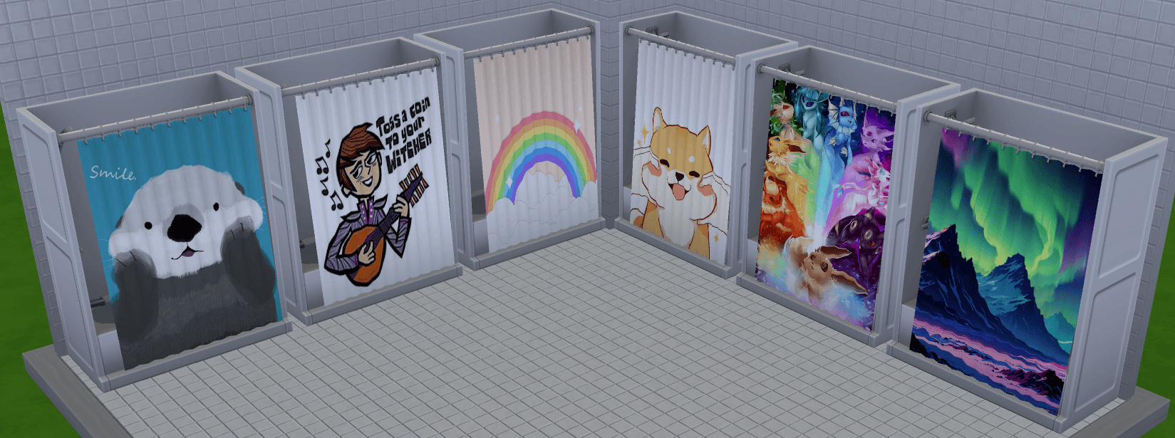 Preview only shows the curtains, not all the tub color swatches