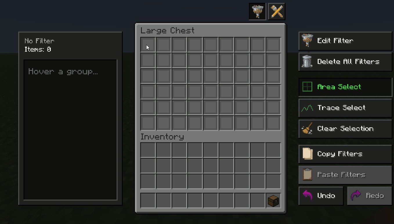 Thumbnail Easily search and drag items into your allowed or blocked lists using the custom filter GUI. 🛠️