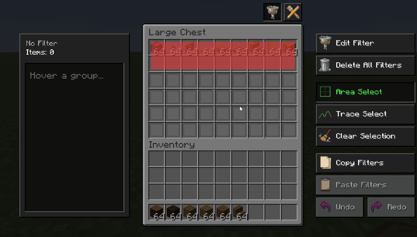 Thumbnail Instantly add items currently in your chest or inventory to your custom filter rules with one click. 🔄