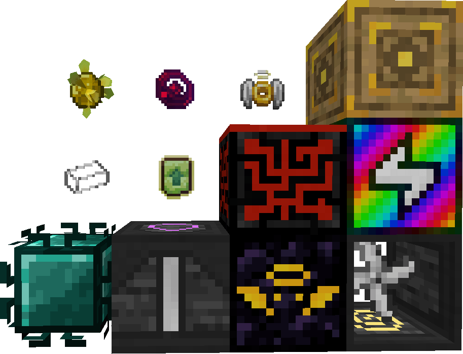 An overview of the blocks/items present in the mod