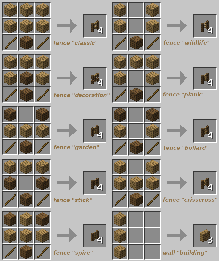 Thumbnail recipes for wooden fences and walls