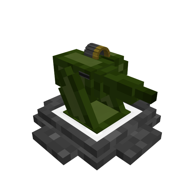 Thumbnail After removing dependency with Geckolib, a model rehaul is needed to make the model compatible with the API. This remodeling resulted into this new MG Turret!