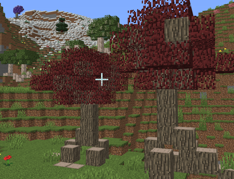 Thumbnail There are new type of trees (4 type : Judeecercis, Jacaranda, Erable and Ostrya) that can be found in all biomes, They can be used to make decoration block, regular wood based recipe, or can be extracted with an extractor to have seve