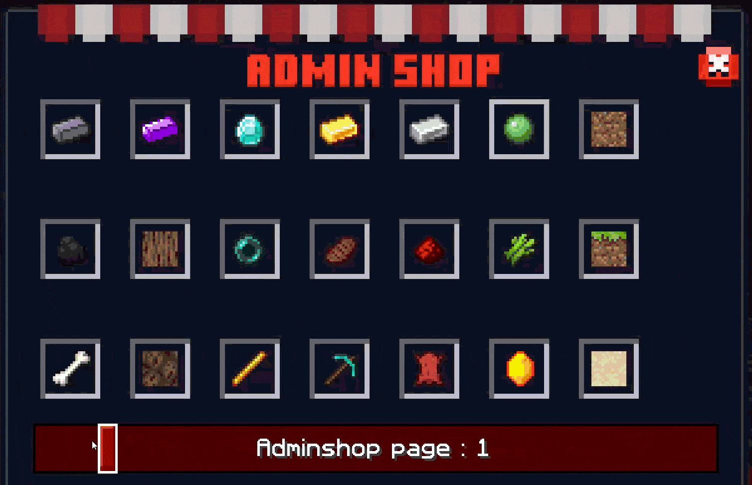 Thumbnail The Mod add a new dynamic adminshop where you buy (or sell) at any moment a large selection of useful item
