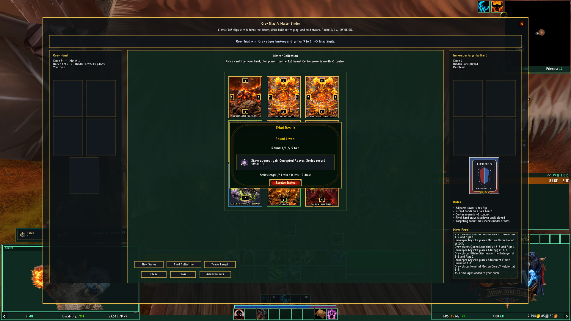 Thumbnail Match result from an Overpowered Deck.