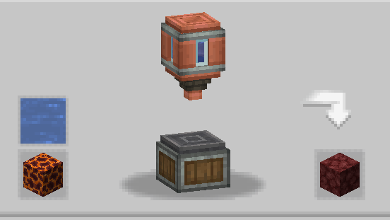Thumbnail A screen of the Netherrack recipe, made by filling a Magma Block with Water.
