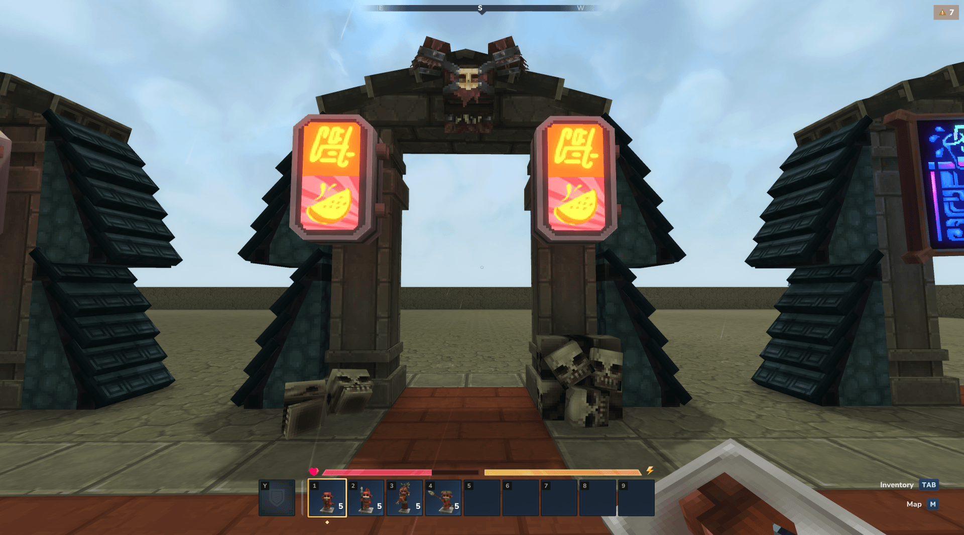 Arena gate and defender hotbar