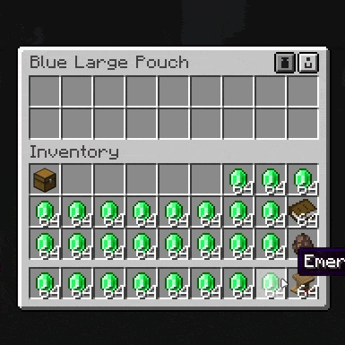 Each pouch has its own toggle to auto-pick up emeralds