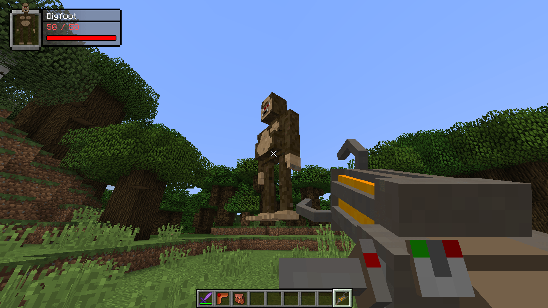 Bigfoot guy being picked up by badass gravity gun