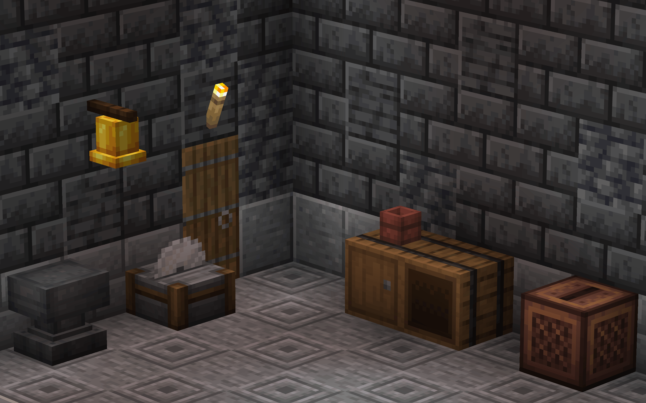 Anvil, Stonecutter, Flower Pot, Spruce Door, Bell, Barrel, Jukebox (5.1.0)