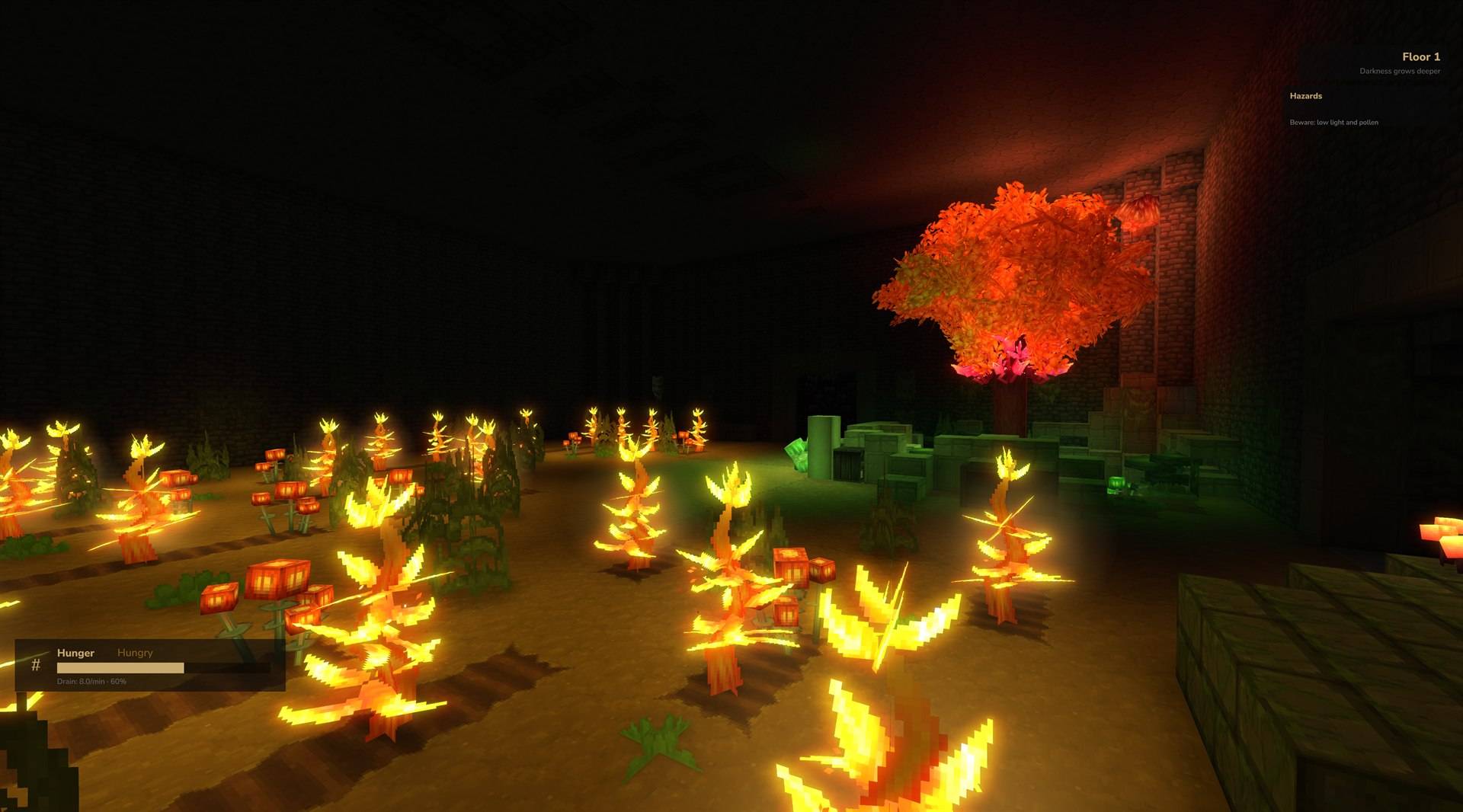 Ember grove room with glowing flora variation