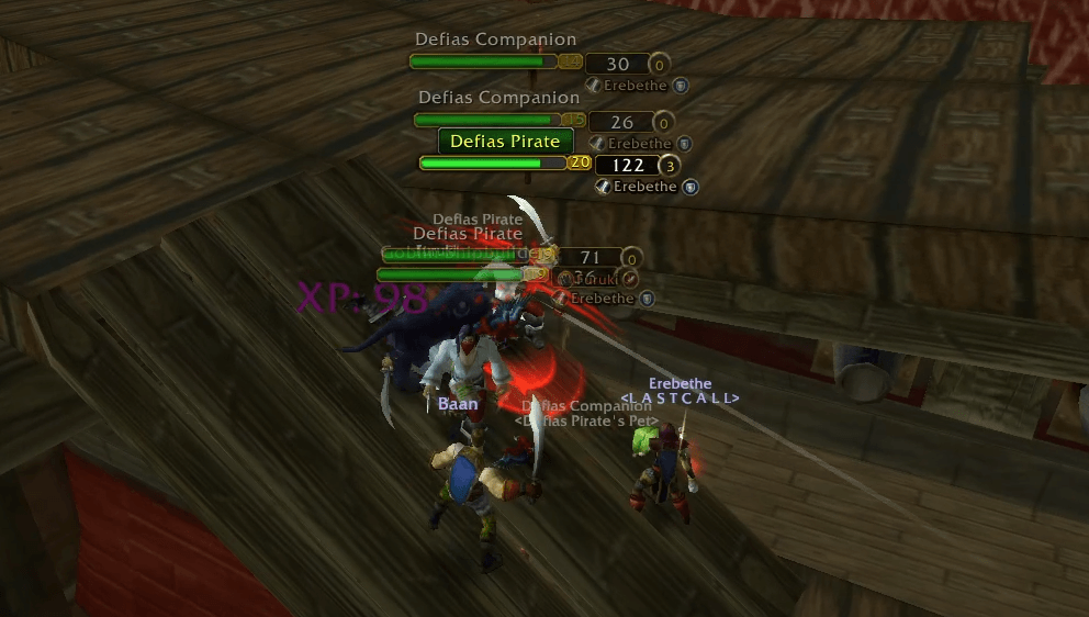 When threat data is not available because the player has not yet generated any threat on a mob, the highest total damage done by any player will be shown in white as a guide to know which enemy might have the highest threat built on.