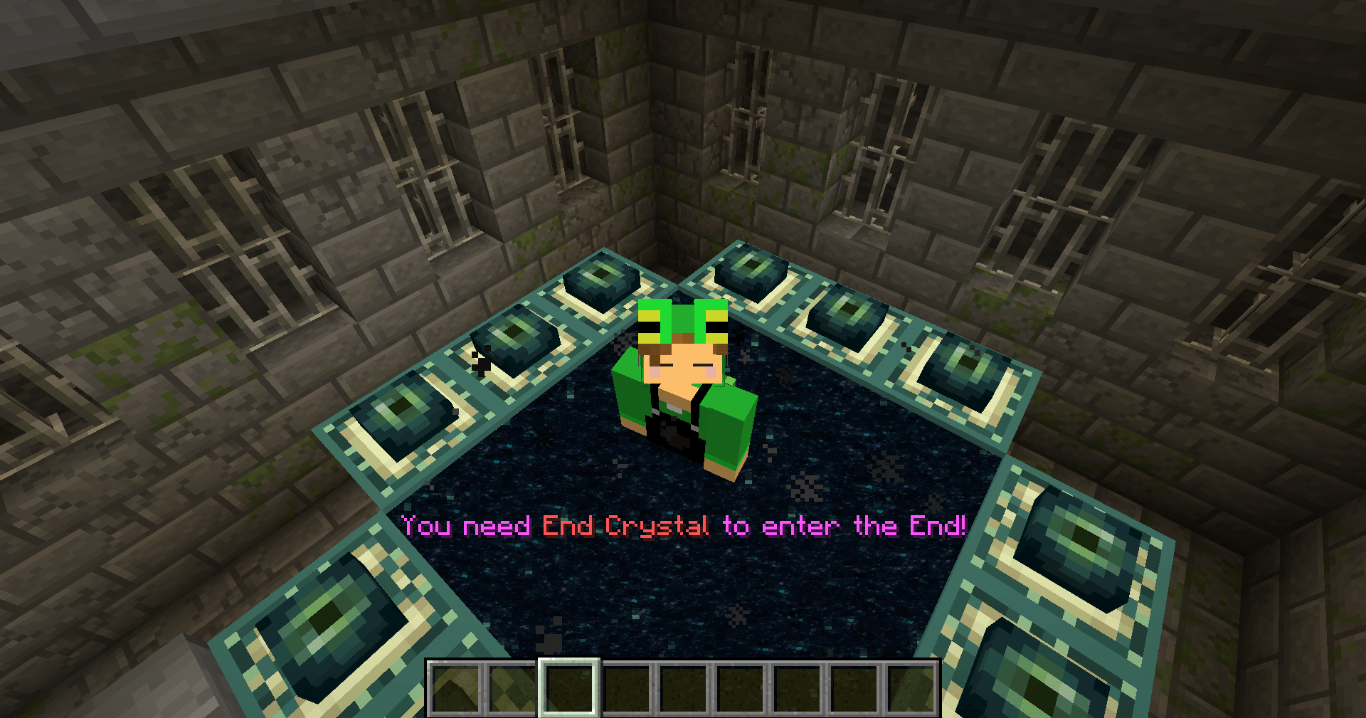 By default, "End Crystal" is required to pass through the End Portal. You can change the required item in the config menu.