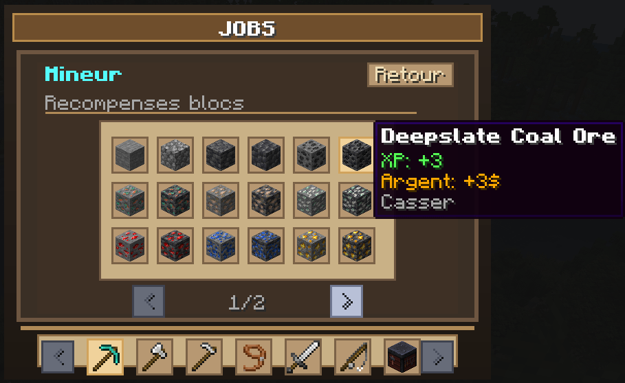 A view from the rewards panel, you can switch between jobs and look at the rewards