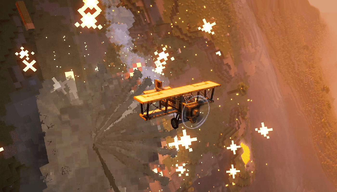 A Biplane dropping bombs with the bomb bay upgrade!