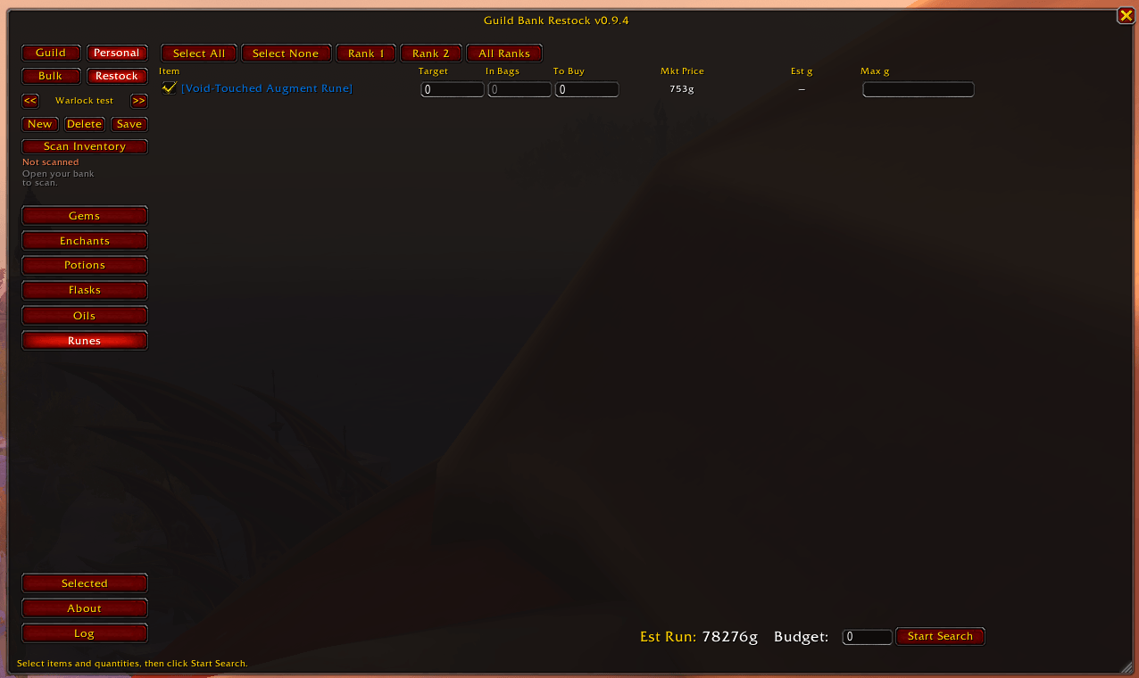 Runes tab