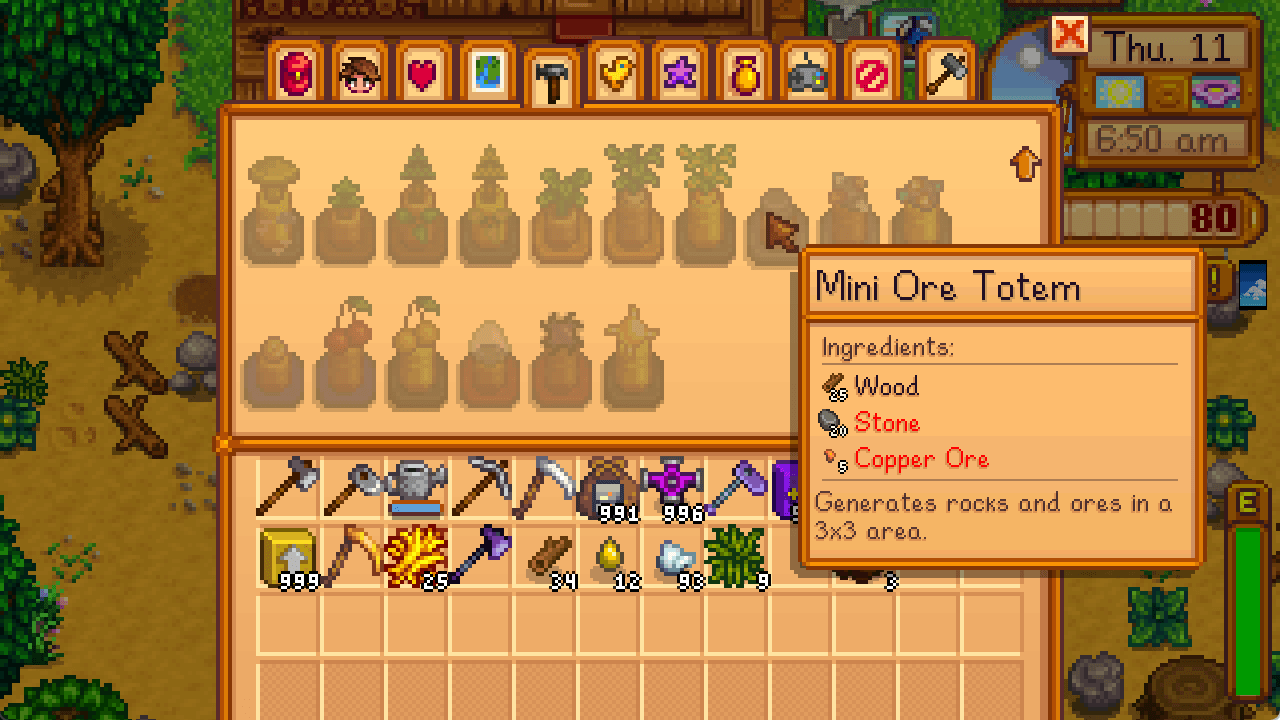 Thumbnail Craft special totems that generate resources nearby.