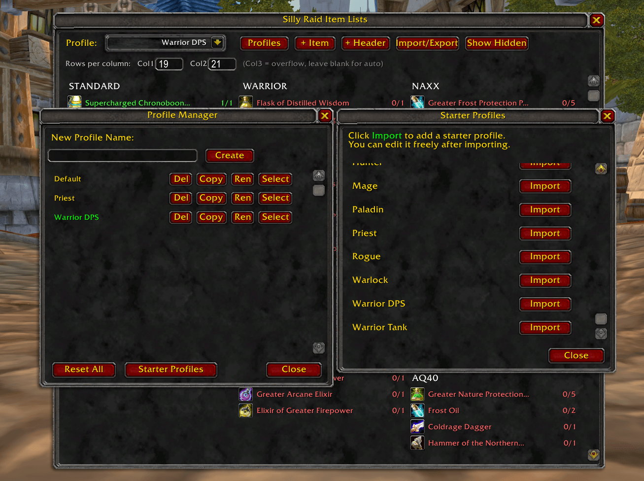 Profile Manager and Starter Profile Options