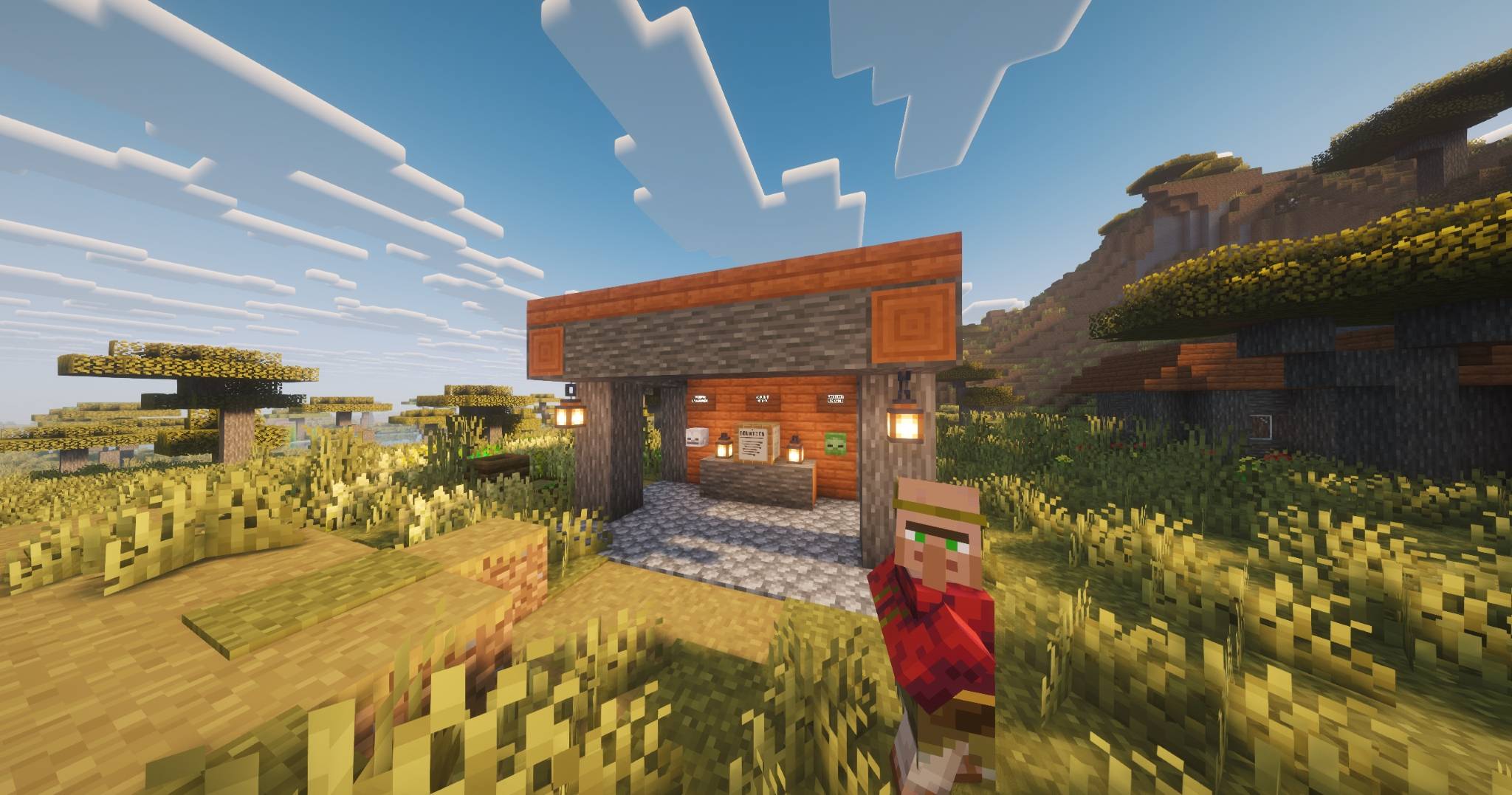 Thumbnail Savanna Bounty Board 2 - With a villager coming to check out what's going on