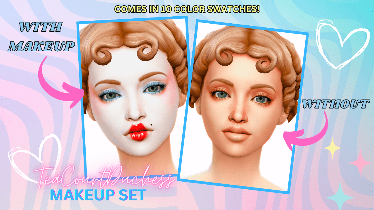 Rococo makeup for your refined sims that comes in 10 color swatches!