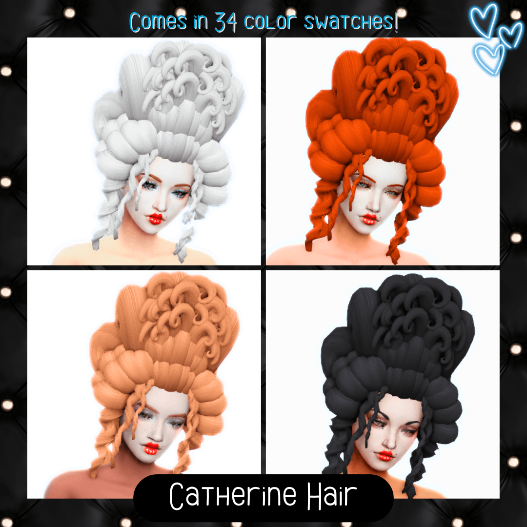 Classic Rococo curls for your refined sims that comes in 34 color swatches!
