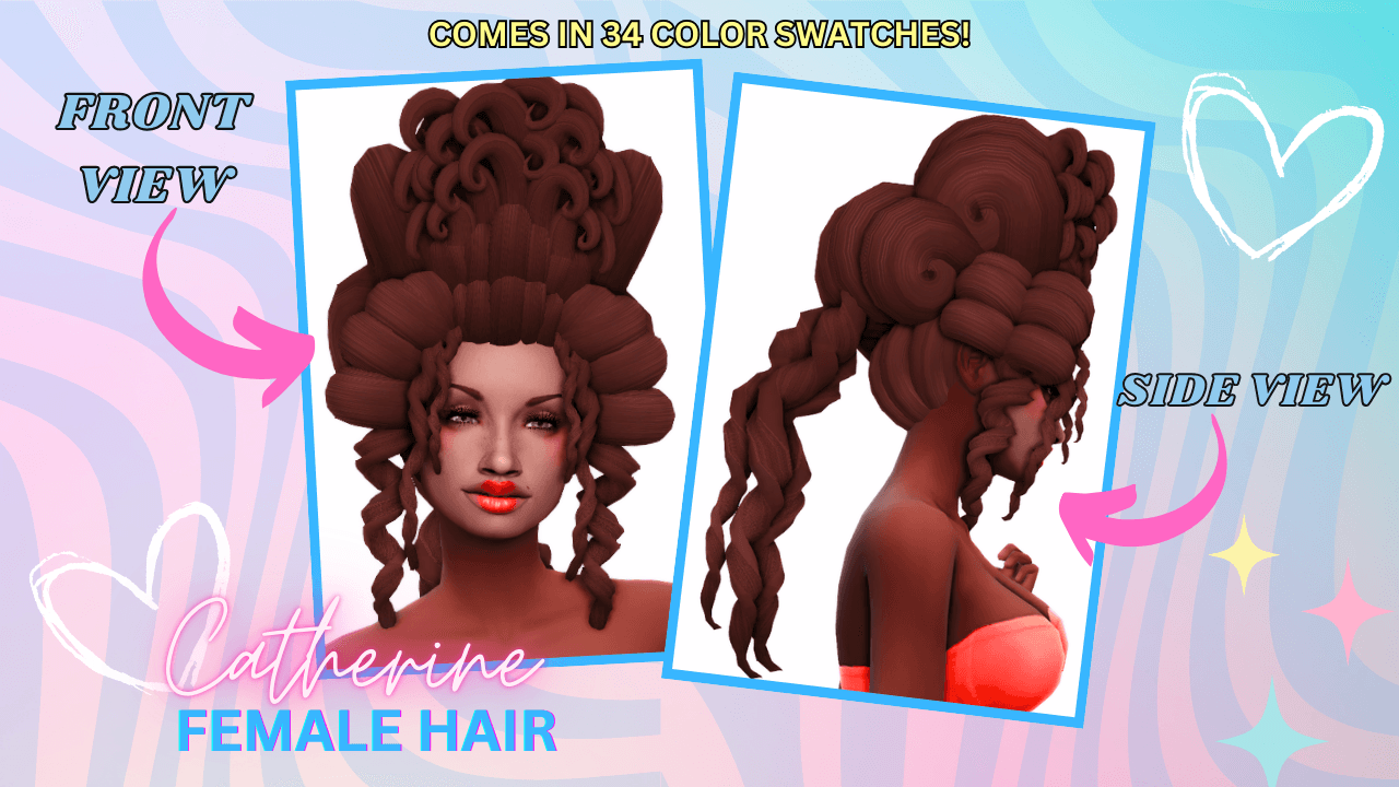 Classic Rococo curls for your refined sims that comes in 34 color swatches!