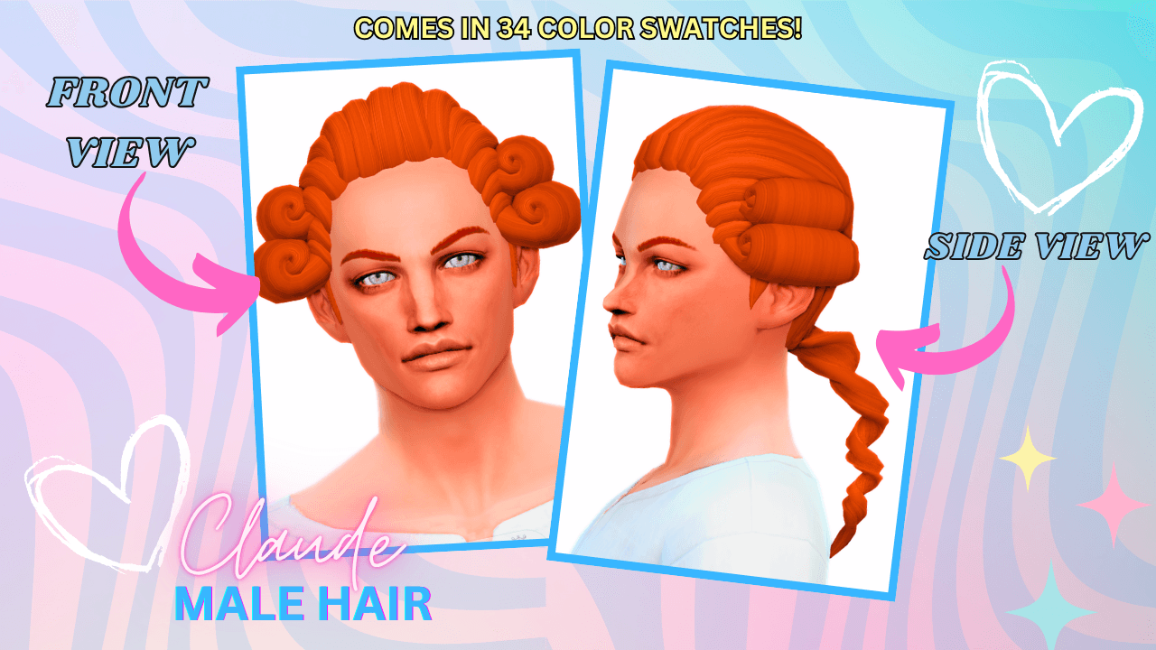 An aristocratic hairstyle for your refined sims that comes in 34 color swatches!