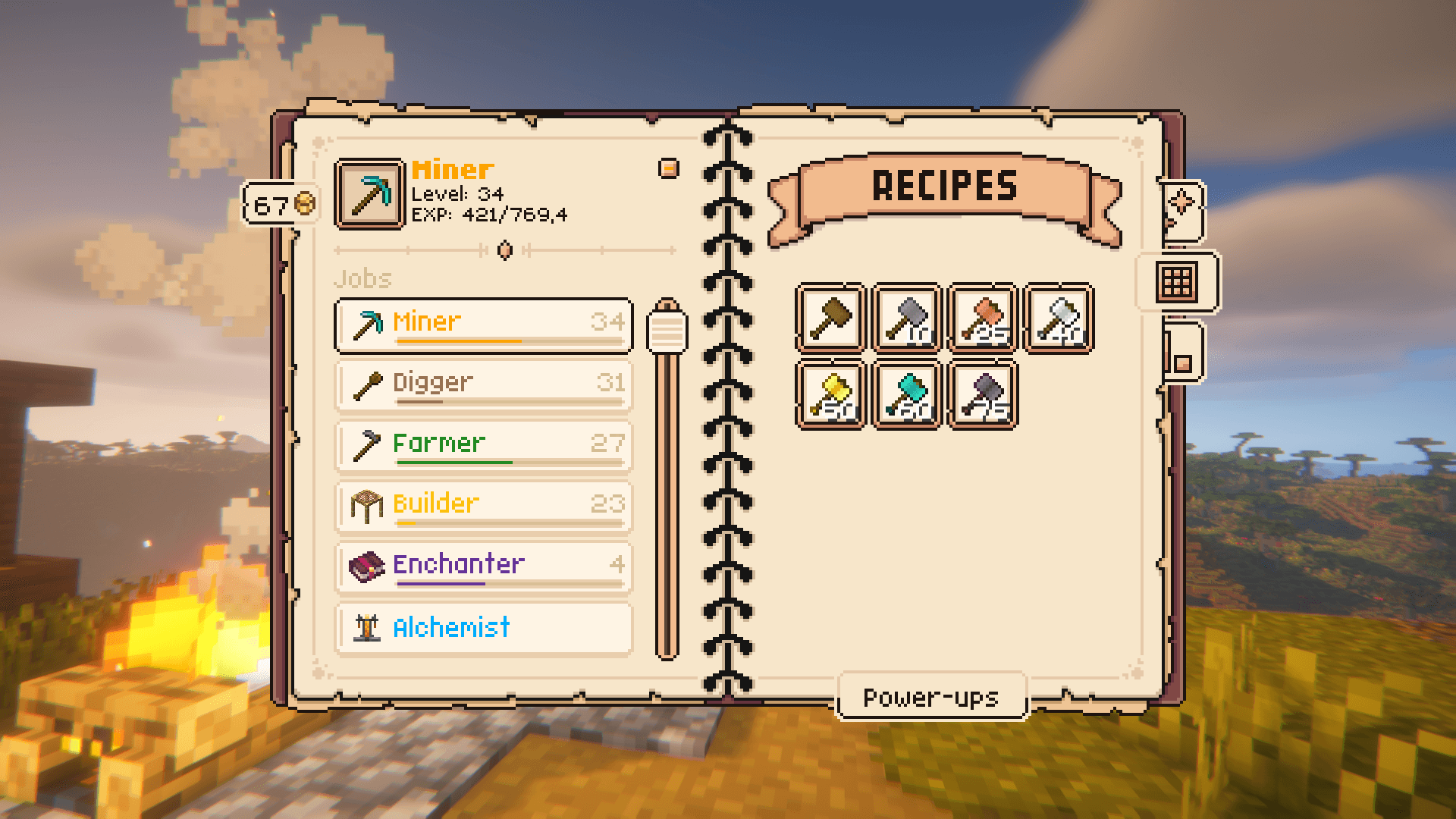 This pages shows the items that can only be used when preforming this jobs at a certain level. The number indicates the required level to unlock this item. This is mainly used by Jobs+ Tools, but is customizable using the Item Restrictions mod.