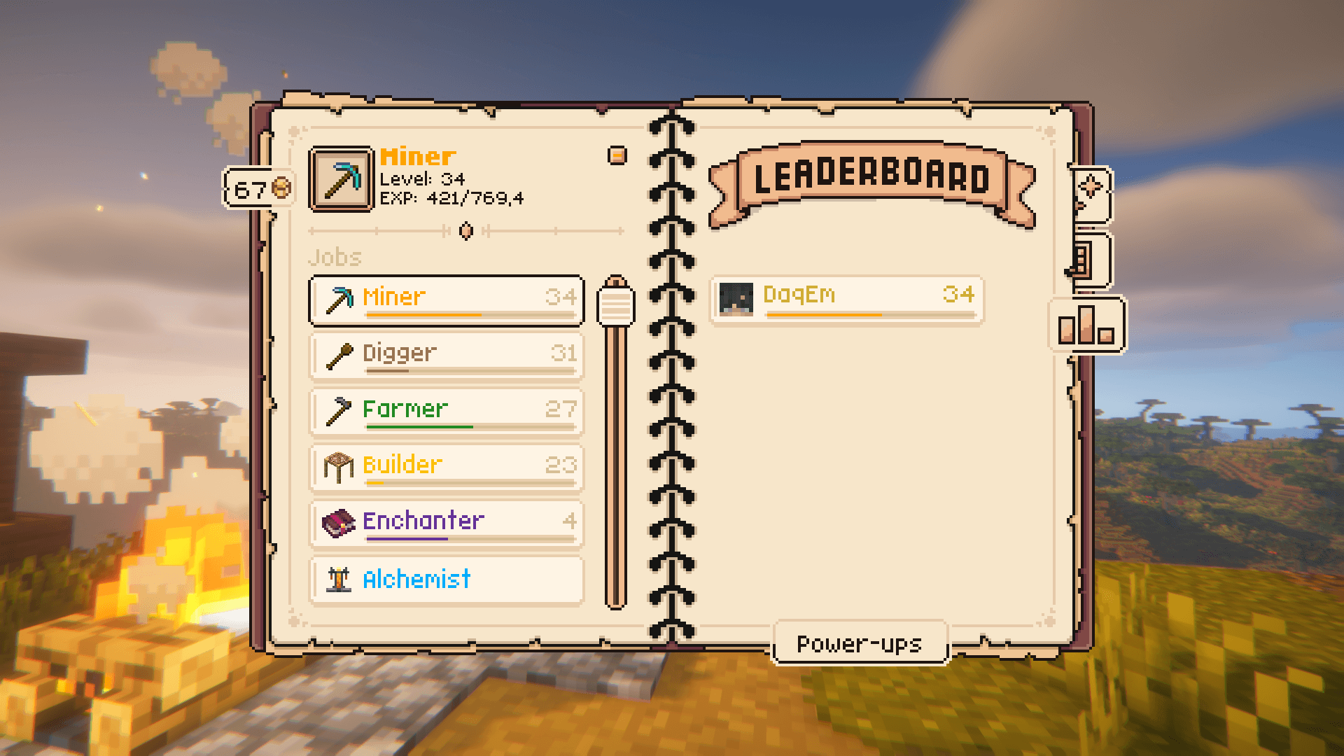 This page shows a server-wide leaderboard of every player preforming this job.