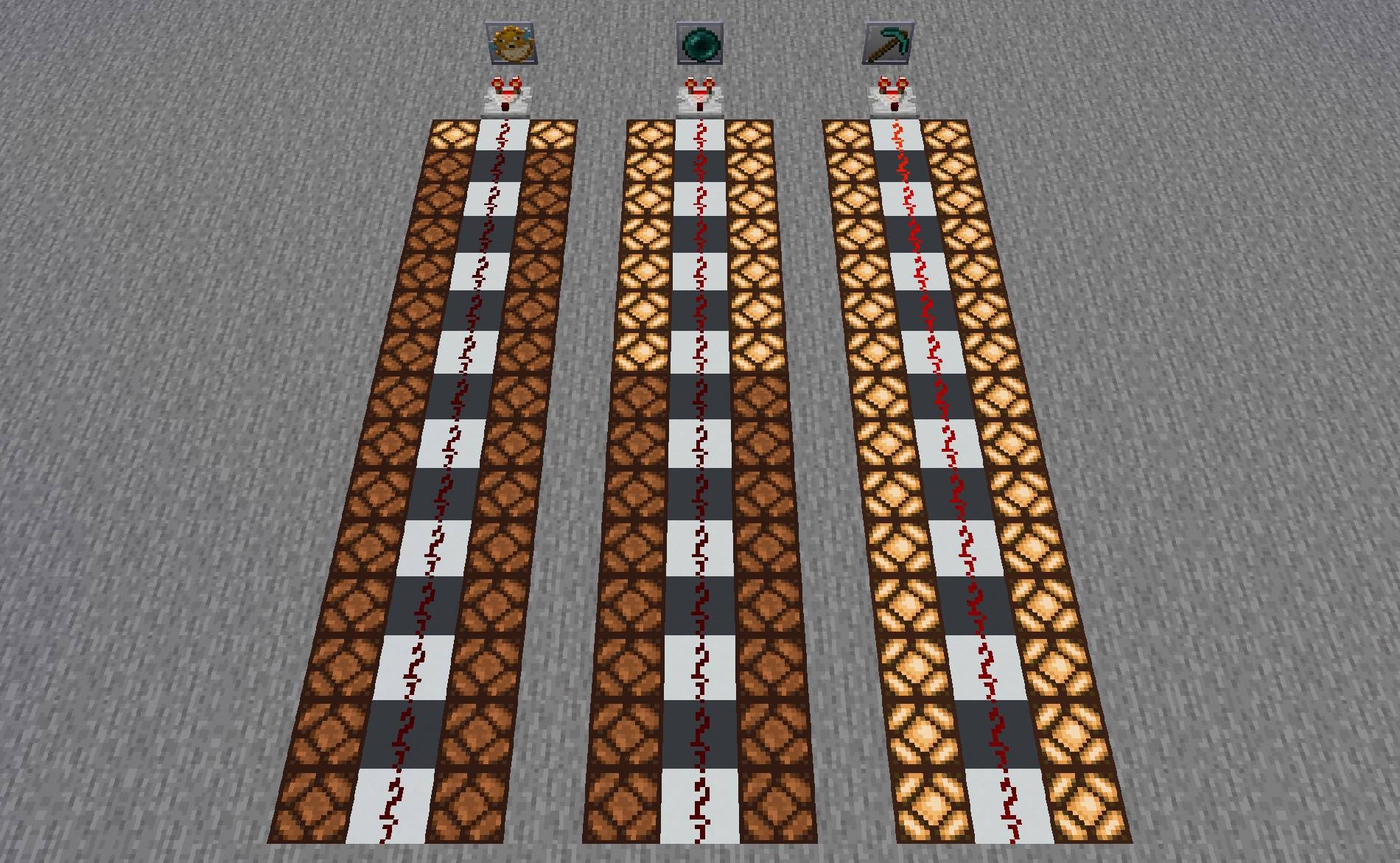 Thumbnail When a Comparator is hooked up to a Display Panel, it will emit a signal that is inversely proportional to the max stack size of the contained item or block.