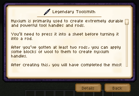An example usage of the Obsidian themed quest page