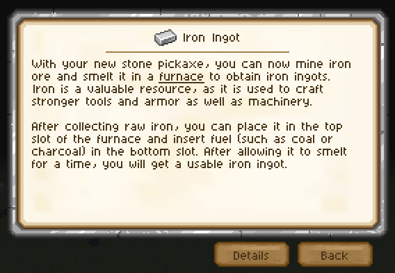 An example usage of the Iron themed quest page