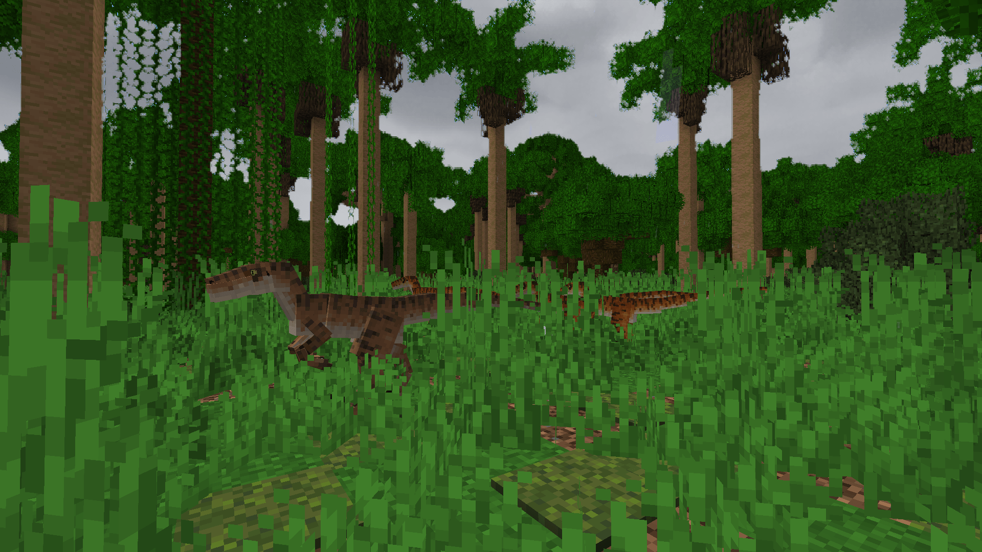 The Velociraptor receives an modification in the addon, the extra savannah genes was used for represent the TLW-like while the default male received an retexture, allowing the default skin to represented the JP1-like
