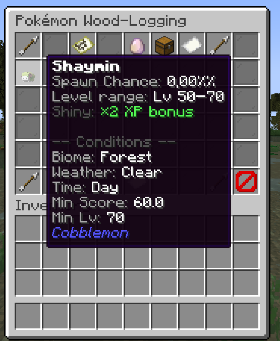 Thumbnail The image presents a description on how to find a legendary from the default spawn tables, shown by the GUI using /pokeskill inside the game which will help the player to focus on what it's looking for