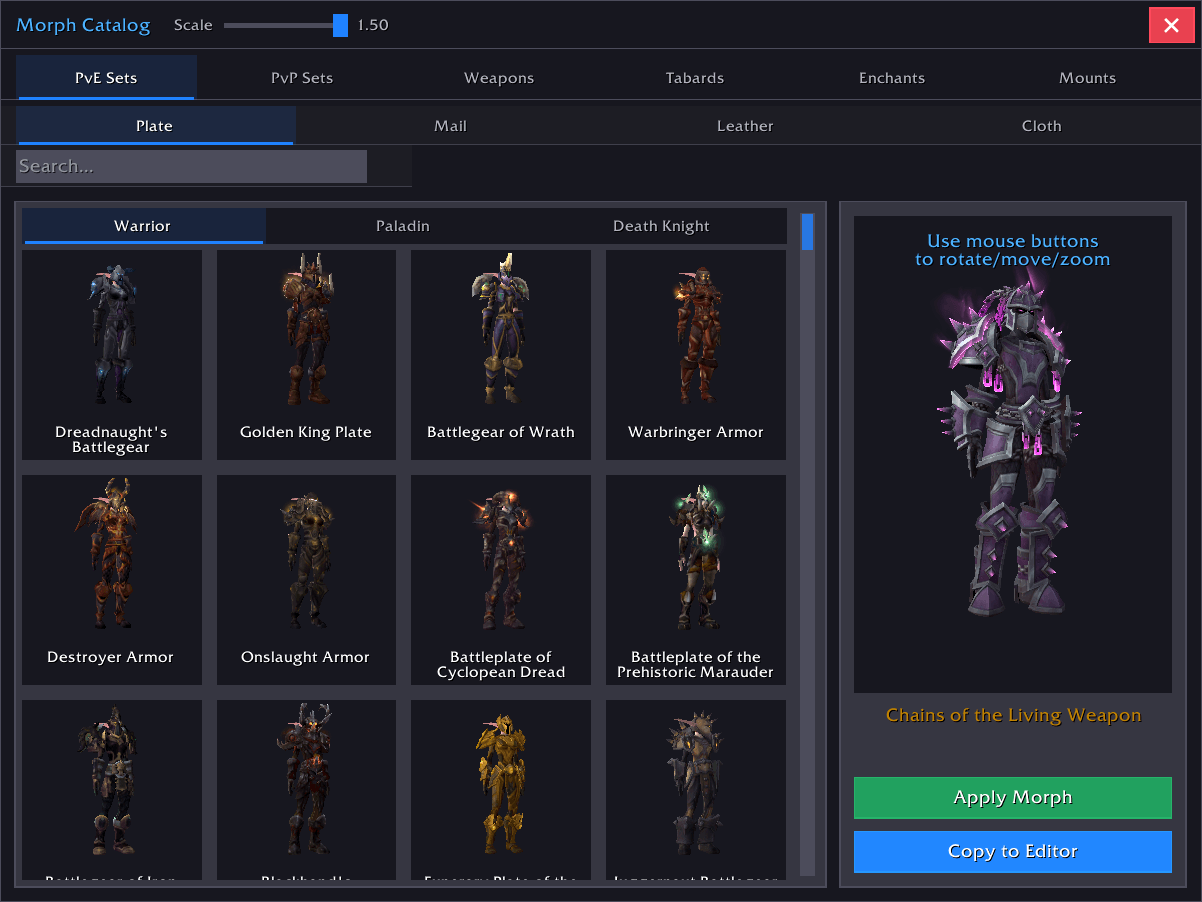 Catalog PvE Sets
