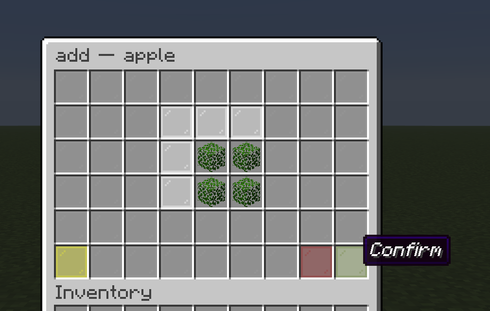 Menu while adding a recipe.