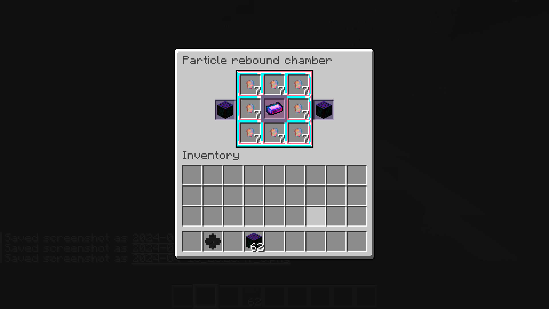 Thumbnail RESEARCH NOTES: Activated Particle Rebound Chamber using 9 aberrant shards to make ingots, with two aberrant stripped wood as fuel.