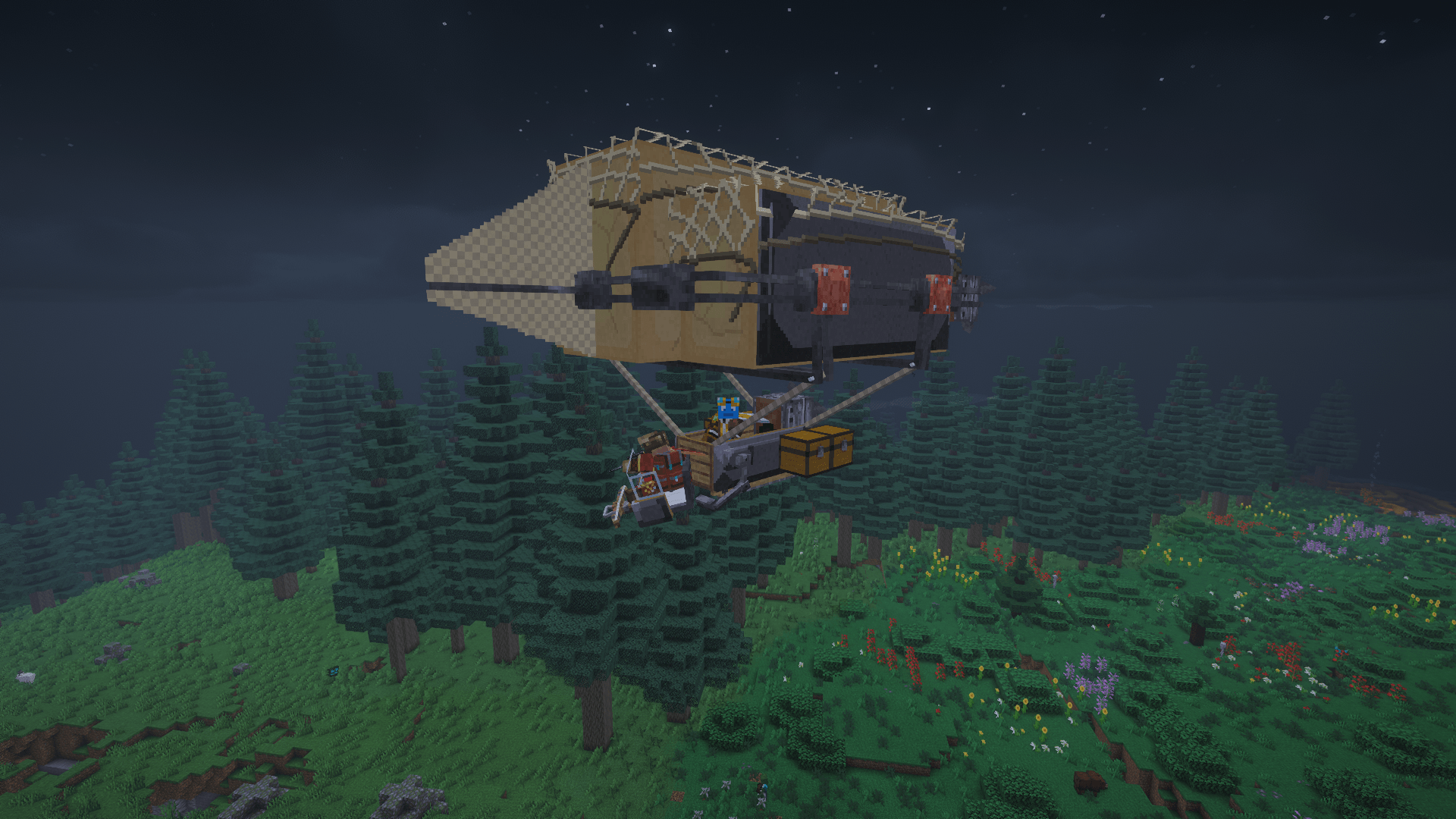 Thumbnail 2 Players Cruising Around A Forest On An Immersive Airplanes Warplane On The SMP (taken with complementary reimagined)