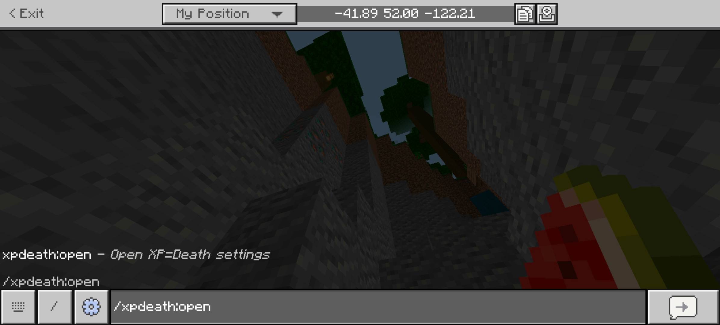 Player with Operator permission using /xpdeath:open command.